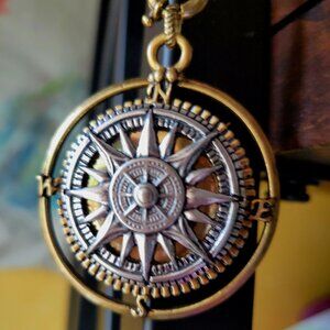 Patricia Nash Compass Pendant Necklace With Mirror